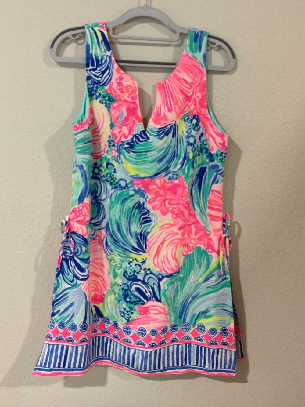 Lilly Pulitzer Neon Pink & Aqua Floral Tank Swim Dress